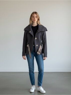 Zara Charcoal Gray Pea Coat jacket